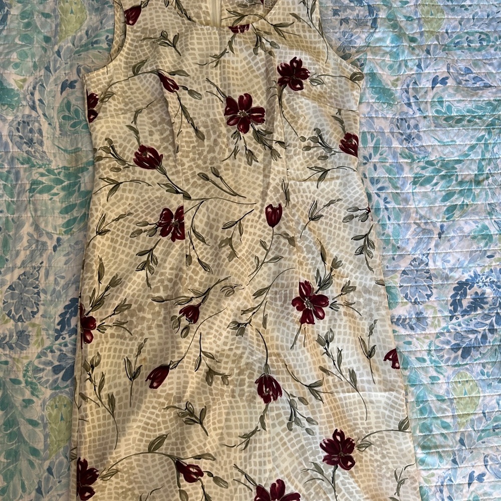 Kathie Lee collection Floral Sleeveless Dress - Cream and Red